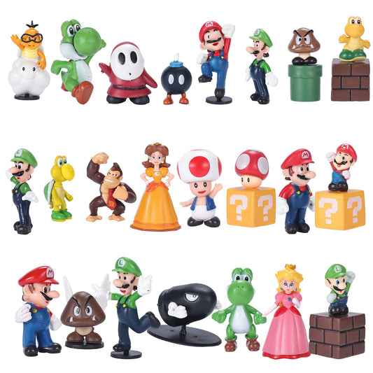 28pcs/Set Mario Action Figures Children’s Toy - Super Mary Princess, Turtle, Mushroom, Orangutan. 2 Inch Figures Cake Topper Decoration Supplies