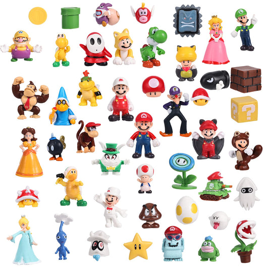 48pcs/Set Mario Action Figures Children’s Toy - Super Mary Princess, Turtle, Mushroom, Orangutan. 2 Inch Figures Cake Topper Decoration Supplies