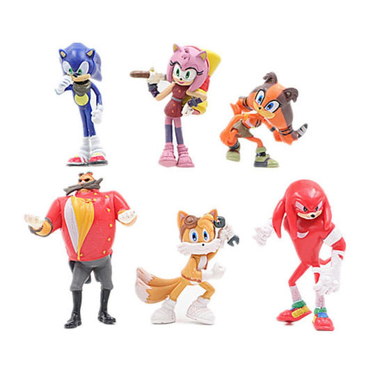 6PS D4 Sonic Toys,Sonic The Hedgehog,Action Figures,Party Supplies Decorations,Sonic Character Toy Series or Gifts for Children of Sonic The Hedgehog Fans