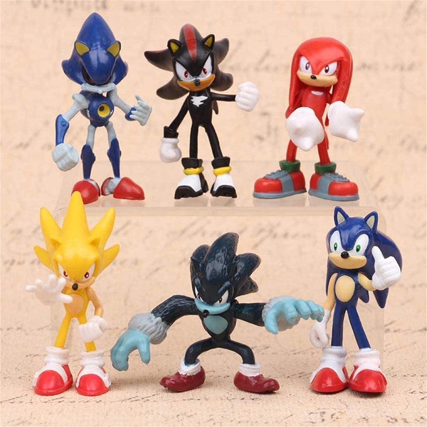 6PS D2 Sonic The Hedgehog,Sonic Toys,Action Figures,Party Supplies Decorations,Sonic Character Toy Series or Gifts for Children of Sonic The Hedgehog Fans
